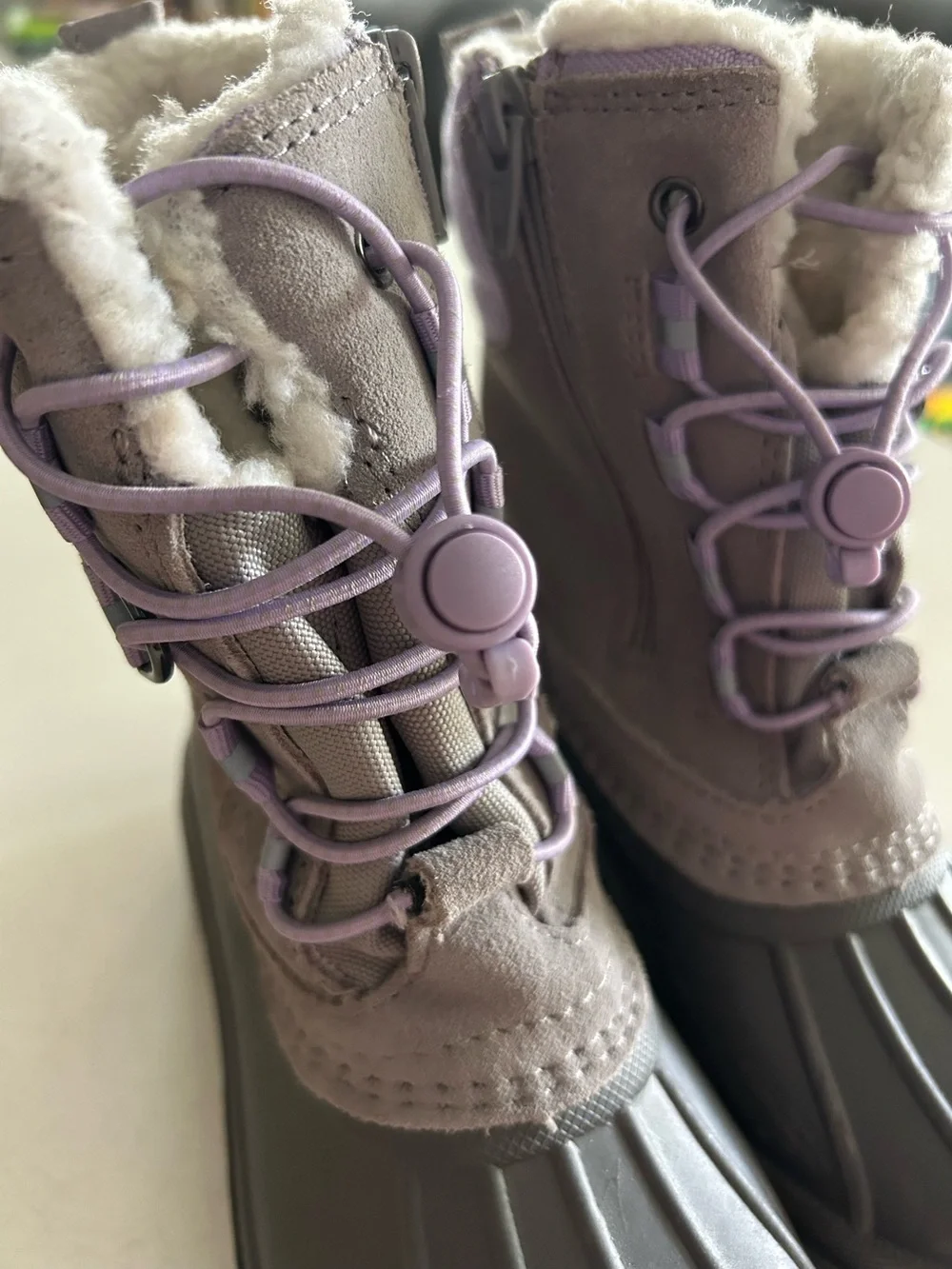 Lands' End Winter Snow Boots in Gray and Lavender | 12 girls